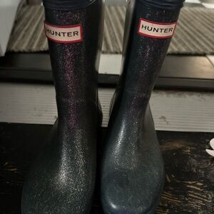 Hunter Girls Teal Glitter Rain Boots